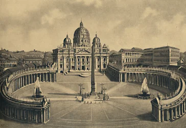 Roma - Basilica e Piazza di S. Pietro. Palazzo Vaticano, 1910