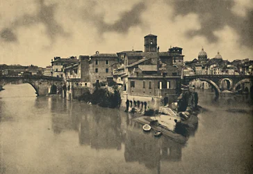 Roma - Isola Tiberina e i ponti antichi Cestio e Fabricio, 1910