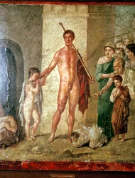 Affresco romano di Teseo dopo aver ucciso il Minotauro, Pompei