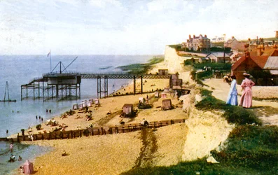 Spiaggia di Rottingdean, East Sussex, vista verso ovest, c1900s-1920s