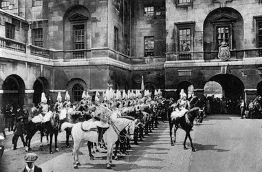 Guardie a cavallo reali, cambio della guardia, Londra, 1915