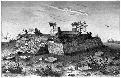 Rovine dei gradini della piramide di Xochicalco, Messico