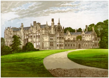 Rushton Hall, Northamptonshire, casa della famiglia Clarke-Thornhall, c1880