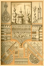 Ornamento architettonico russo e intaglio del legno, 1898