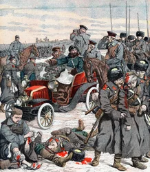 Generale russo che dirige la campagna dalla sua auto, Guerra russo-giapponese