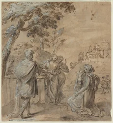 Ruth e Boaz (recto) La caduta di Simon Mago (verso), 1600s