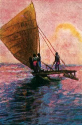 Barca a vela, Fiji, c1928