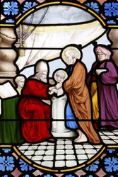 Cattedrale di Saint-Corentin, Quimper vetrata: circoncisione di Gesù, Quimper, Francia