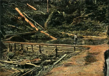 Saint-Elie. Le Grand Batardeau. Costruzione, costruzione di una cassaforma, 1900