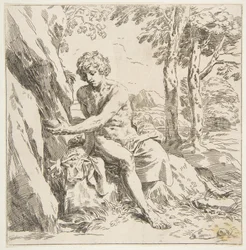 San Giovanni Battista nel deserto, copia inversa dopo Cantarini, ca. 1637-1639 o dopo