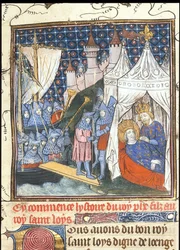 San Luigi morì durante la sua seconda crociata a Tunisi dalle Cronache di Francia o di San Denis