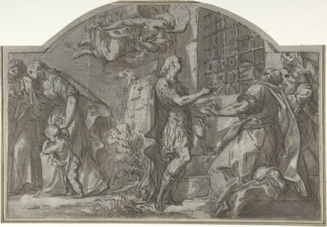 San Sebastiano esorta i prigionieri cristiani, 18° secolo