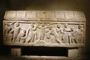 Abbazia di San Vittore, Marsiglia. Sarcofago contenente le reliquie di una donna cristiana. Francia