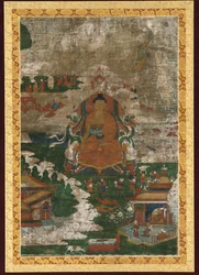 Sakyamuni in trono e scene biografiche, XVIII secolo