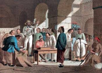 Vendita di merci inglesi a Canton, 1858