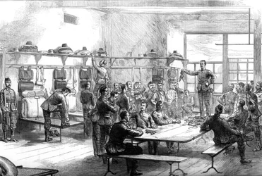 Vendita di un kit di disertori nella caserma, 1875