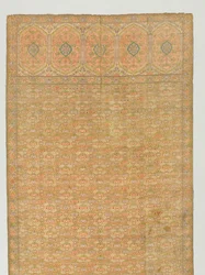 Fascia con campo floreale e pannelli finali su fondo dorato, 1700
