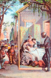 Scena da La capanna dello zio Tom di Harriet Beecher Stowe, c1870