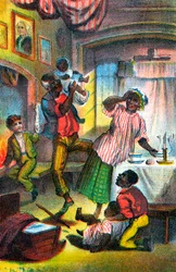 Scena da La capanna dello zio Tom di Harriet Beecher Stowe, c1870