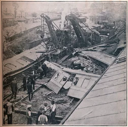 Scena del terribile disastro ferroviario a Salisbury, 1906