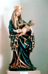 Schone Madonna, statua dipinta, dalla Pfarrkirche, Bad Aussee, Austria