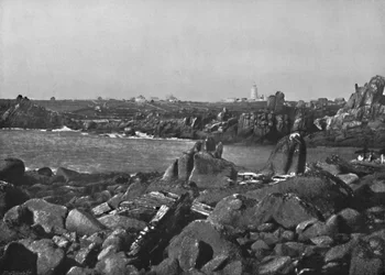 Isole Scilly - la baia e il faro, St. Agnes, 1895