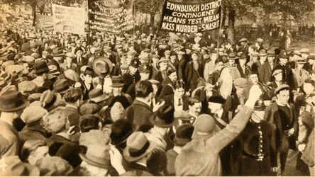 Manifestanti scozzesi, proteste contro il Means Test, Hyde Park, Londra, 1932, 1933