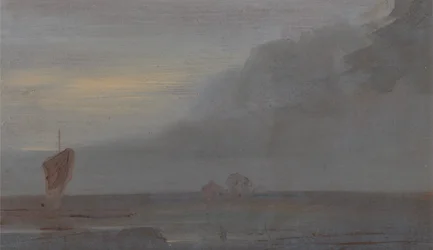 Marina con barche: sera, paesaggio marino con barche, sera, ca. 1815