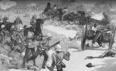 Seconda battaglia di Kassassin 9 settembre: cattura di due cannoni Krup dai Royal Marines, c1882
