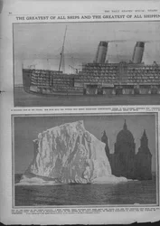 Diagramma sezionale del Titanic, e iceberg, 20 aprile 1912