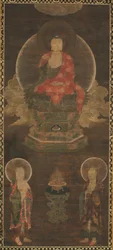 Triade di Shakyamuni: Buddha assistito da Manjushri e Samantabhadra Buddha