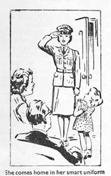 Torna a casa con la sua uniforme elegante