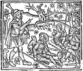 Pastori con i loro greggi e cani, inizio XVI secolo