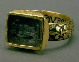 Anello con sigillo di re Luigi IX di Francia (San Luigi) (1215-70) (oro e smalto)