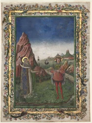 Foglio singolo da un messale: Due santi maschi, fine 1400