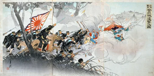 Guerra sino-giapponese, XIX secolo. Stampa giapponese. Collezione privata