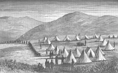 Campo di Sir Garnet Wolseley a Ulundi: Zulu che si arrendono, c1880