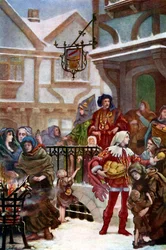 Sir Richard Whittington che distribuisce carità, c1900