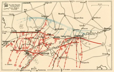 Schizzo delle principali operazioni vicino a Mons e Charleroi, c1914, c1920