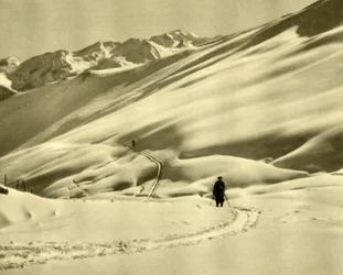 Sci a Upper Schlossalm, vicino a Bad Hofgastein, Austria, c1935