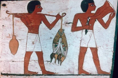 Schiavi che portano offerte a Osiride, Sarcofago della Signora di Madja, XVIII dinastia