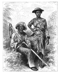 Cacciatore di serpenti e ragazza del carbone, Martinica, c1890