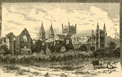 Southwell Minster e rovine del palazzo, 1898