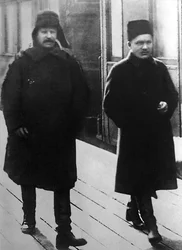 I dirigenti sovietici Iosif Stalin e Sergej Kirov, Mosca, URSS, 1928