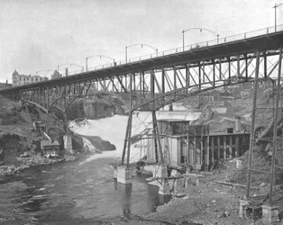 Cascate di Spokane, Washington, USA, c1900