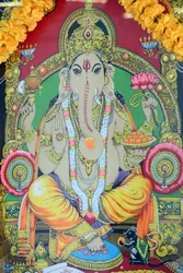 Tempio di Sri Thenday Yutthapani. Ganesh. Dipinto. Ho Chi Minh City. Vietnam