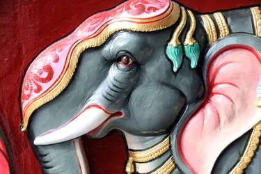 Tempio indù Sri Vadapathira Kaliamman. Elefante. Singapore