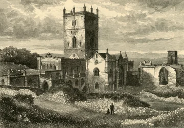 Cattedrale di St. Davids e il Collegio, da nord-est, 1898