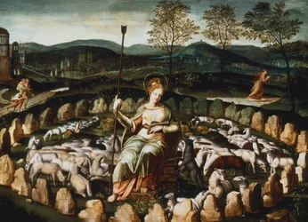 Santa Genoveffa che guarda il suo gregge