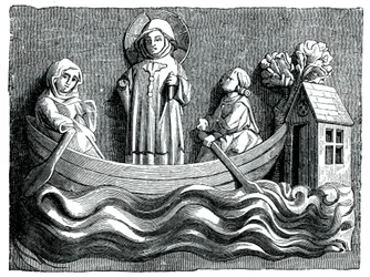 San Giuliano e Santa Basilissa, sua moglie, trasportano Cristo nella loro barca, XIII secolo 1870